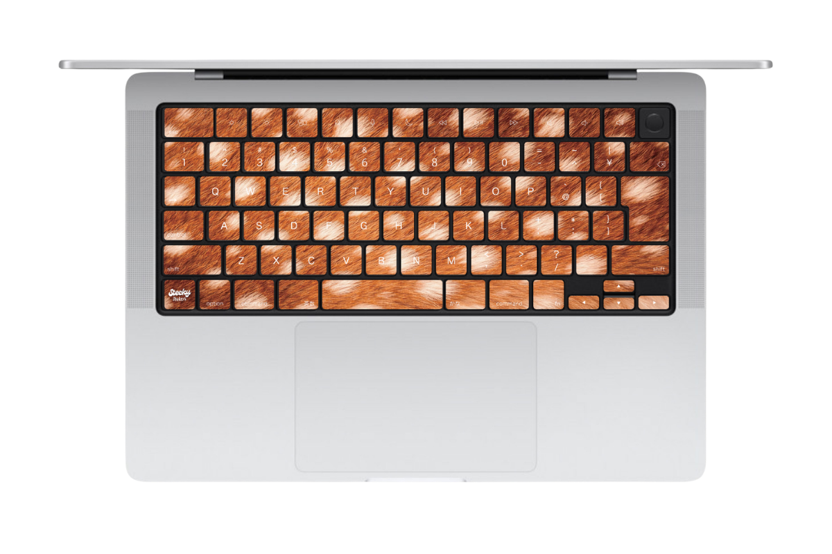 Deer｜鹿柄 MacBookキーボードシール｜全キー版｜ナチュラル｜Stecky