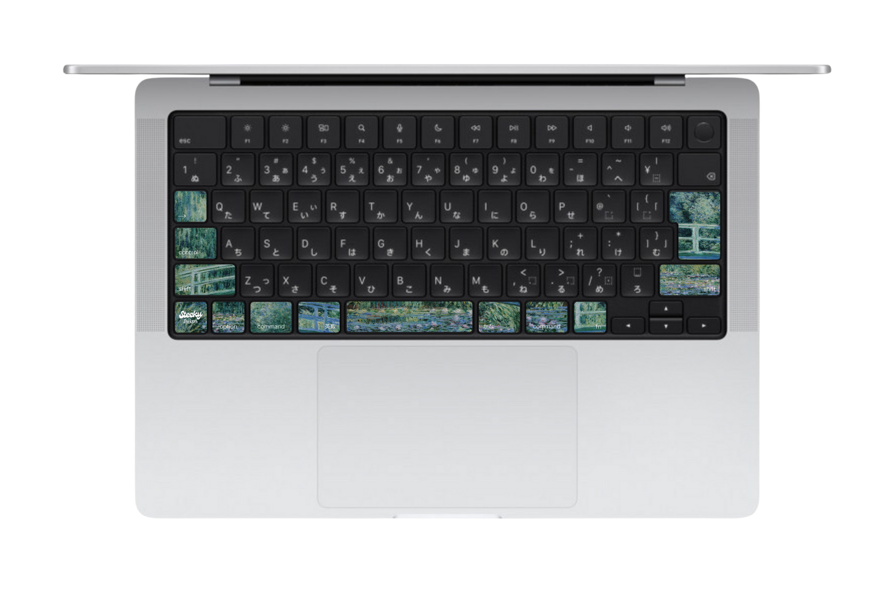 モネ睡蓮 MacBookキーボードシール 一部キー JIS配列対応 Stecky Stickers