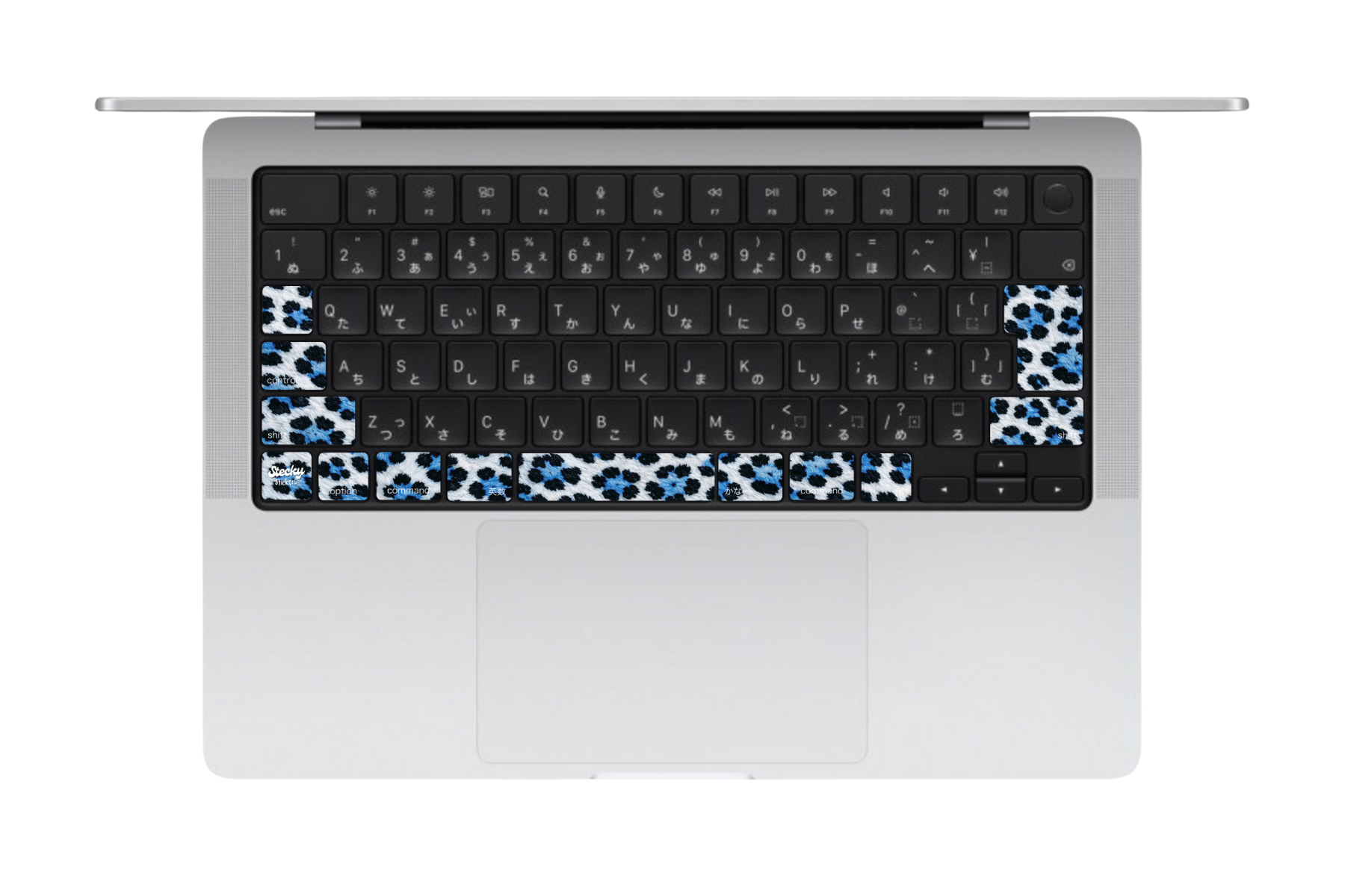 ブルーレオパード MacBookキーボードシール 一部キー JIS配列対応 Stecky Stickers